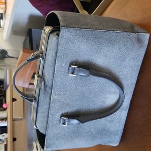 Hugo Boss Gray faux fur purse set